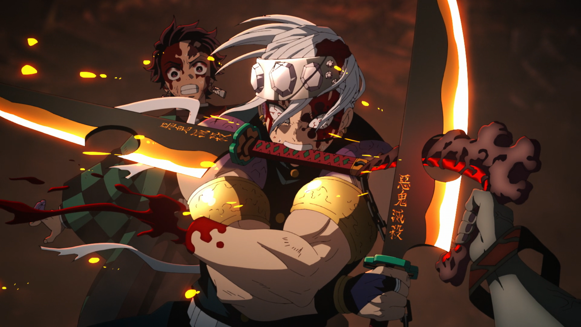 Uzui and Tanjiro Use All Their Strength in New Demon Slayer