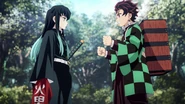 Muichiro hears Tanjiro defending Kotetsu.