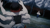 An invisible Yushiro fights Susamaru