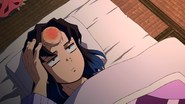 Inosuke's bump after headbutting Tanjiro