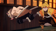Inosuke head-butting the train