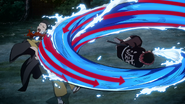 Tanjiro using Second Form Modified Horizontal Water Wheel to slice Yahaba's head