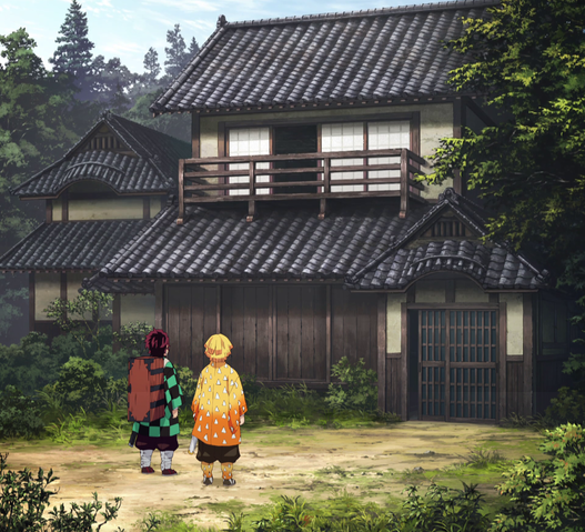 Premium Photo | Anime scenery of a small village with a path between two  houses generative ai