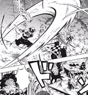 Tanjiro is saved by Sanemi.