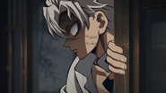 Sanemi's frightening appearance as he confronts Tanjiro.