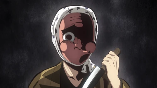 Танджиро воображает гнев Хотару на сломанный клинок.