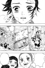 Tanjiro retrouve sa famille dans son rêve.