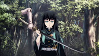 Muichiro takes a sword from Yoriichi Type Zero
