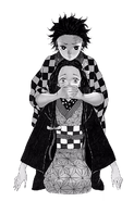 Nezuko and Tanjiro in an illustartion made to advertise the beginning of the series