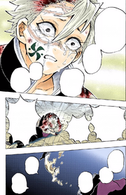 Sanemi crying as Genya dies