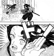 Giyu knocks Nezuko out instead of killing her.