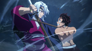 Tengen and Tanjiro clash.