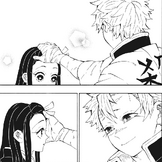 Sanemi patting Nezuko's head CH204