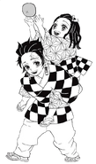 Tanjiro and Nezuko as children from the cover of Chapter 38.