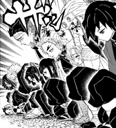 The Hashira bowing to Kagaya (manga)