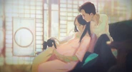 Toshiki together with Futaba (pregnant with Yotsuha), and Mitsuha.