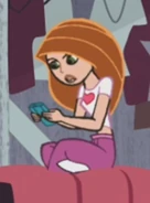 Light pink crop top with dark pink heart, pink pants