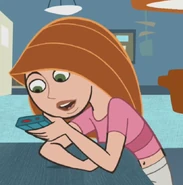 Pink crop top with darker pink stripe, white pants