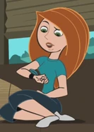 Aqua shirt, blue capris