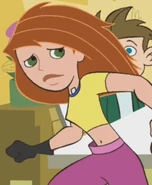 Yellow crop top, pink pants, single glove from standard mission outfit