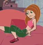 Dark pink crop top, green capris