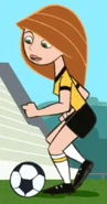 Soccer uniform; consisting of a yellow shirt, black shorts, white knee high socks and black soccer boots