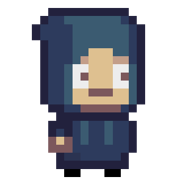 Lily with her hood up.