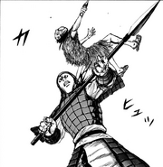 Shin calming his first kill.