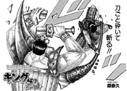 Chapter 690 cover. Shin slaying and defeating Gaku Haku Kou.