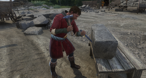 Rupert cutting stone