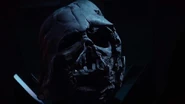 The charred skull/helmet of Darth Vader, all that remains of him following the Reunion