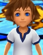 Sora cuando era niño en su Estacion de la Serenidad