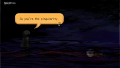 Une silhouette en noire retrouve Xehanort des les couloirs des Ténèbres