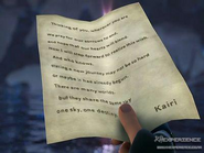 Kairi's letter to Sora as it appears in-game.