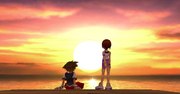 Sora and Kairi at sunset