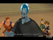 Hades hablando con Hércules, Sora y los demás