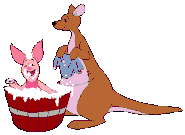 Cangu bañando a Piglet en la saga de peliculas de Winnie the Pooh.