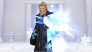 Vexen summons his shield ready to fight Sora in Kingdom Hearts Re:Chain of Memories.