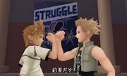 Roxas haciendo una promesa con Hayner