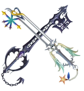 Oathkeeper and Oblivion as they appear in Kingdom Hearts III.