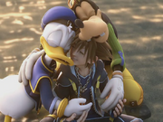 Sora, Donald and Goofy are reunited.