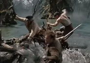 Venture Crewman 2 falling into the swamp water.