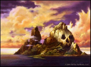 An illustration of Skull Island from the novel 
