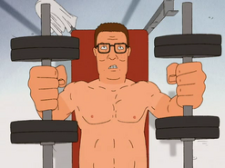 Hank Exercising and Determined