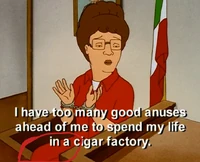 The layout of the animation layer causes the goof of Peggy's legs cutting down the side of the stand.