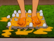 Peggy's feet with a Yolk-ful of eggs