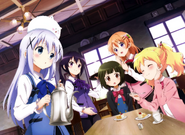 Gochiusa and Kinmoza crossover official art