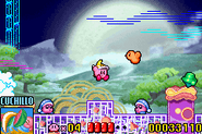 Traveling in through the level with the moon in the background