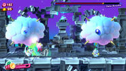 Cutter Kirby attacks a Chilly summoned by Twin Kracko.