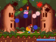 Kirby usando Pincel contra los Gemelos Woods.